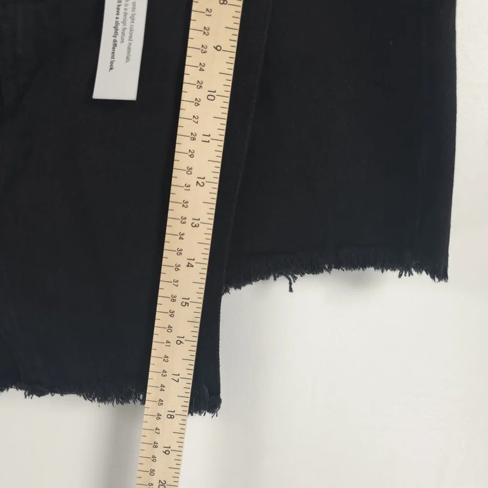 NWT HIGHWAY JEANS‎ Black Denim Faux Wrap Asymmetrical Cut Off Shorts Size 13